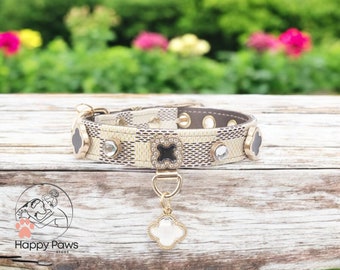 Luxury Pet Collar with Rhinestones & Gold Accent, Adjustable Dog Cat Accessory, Stylish Accessory for Pets