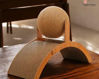 Pine Wood Cat Scratcher, Sisal Ball & Pad, Furniture Protector