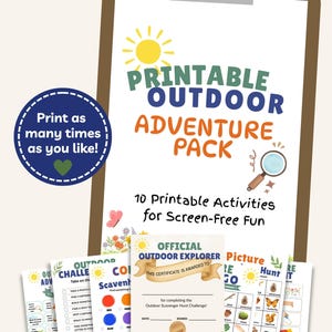 Outdoor Adventure Pack Printable Bundle | Nature Scavenger Hunt & Bingo