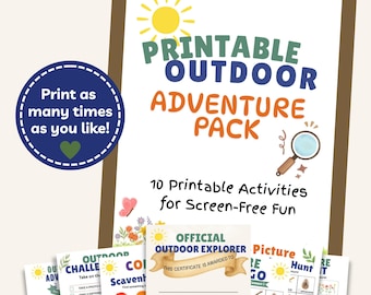 Outdoor Adventure Pack Printable Bundle | Nature Scavenger Hunt & Bingo