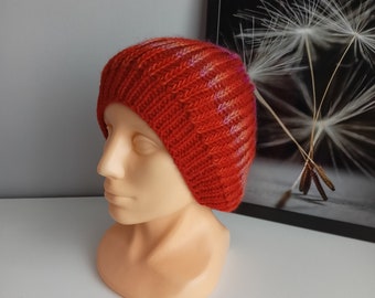 Double sided brioche winter hat - handknitted