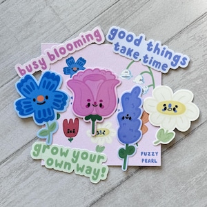 In Bloom Motivationsaufkleber-Pack | Neujahrs-Aufkleber, süße Blumen und erhebende Botschaften | Ideal für Journaling und Habit Tracking
