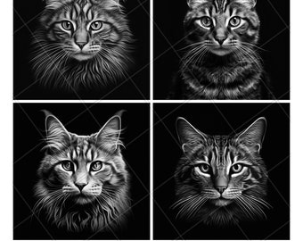 Cat Laser Engrave File PNG Cat  Laser File Cat Slate File Cat Coaster File Cat Wood File Cat Engrave File Cat 3D File 2D Xtool Glowforge Cnc