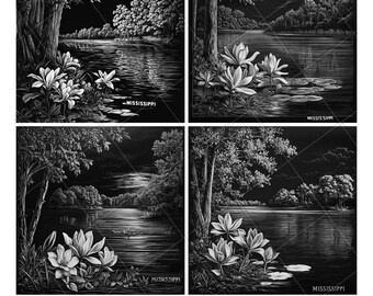 Plik grawerowany laserowo z drzewami magnolii z rzeki Missisipi w formacie PNG, Missisipi Laser, Missisipi Slate, Missisipi Coaster, drewno, grawerowanie 3D, 2D, Xtool