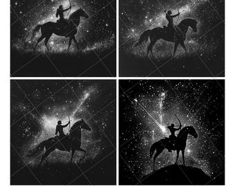 Archer Arrow Bow Horse Hunter Bowman Laser Engraved File PNG Archer Laser Archer Slate Archer Coaster Archer Wood Engrave Archer 3D 2D Xtool