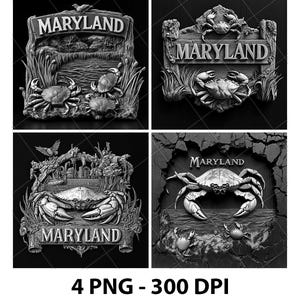 Maryland Chesapeake Bay Blue Crabs Arquivo de gravação a laser PNG Maryland Laser Maryland Slate Maryland Coaster Maryland Wood Engrave 3D 2D Xtool