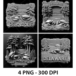 Delaware USA Horseshoe Crabs Pine Trees Laser Engrave File PNG Delaware Laser Delaware Slate Delaware Coaster Delaware Wood Engrave 3D Xtool