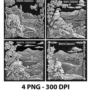 North Carolina Cardinal Bird Laser Engrave File PNG North Carolina Laser North Carolina Slate North Carolina Coaster Wood Engrave 3D Xtool