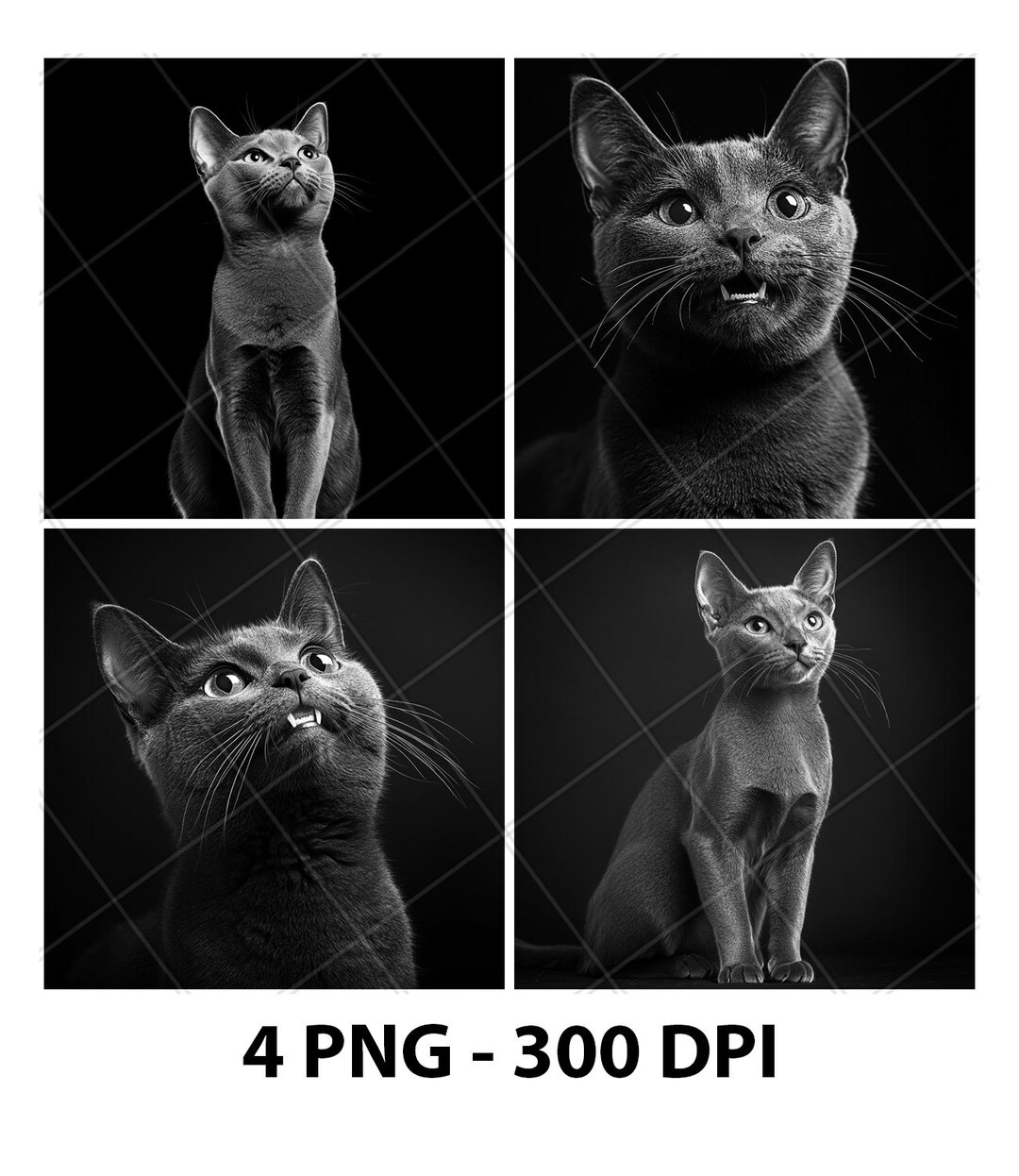ロシアンブルー猫種レーザー彫刻ファイルPNGブルー猫レーザーブルー猫