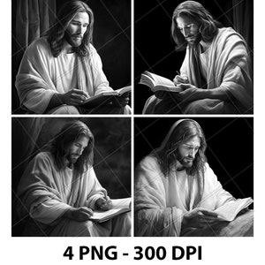 Jesus Liest Bibel Lasergravur Datei PNG Jesus Laser-Datei Jesus Schieferdatei Jesus Untersetzerdatei Jesus Holzdatei Jesus Gravurdatei 3D 2D Xtool