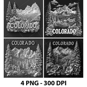 Colorado Rocky Mountains Blue Spruce Laser Engrave File PNG Colorado Laser Colorado Slate Colorado Coaster Colorado Wood Engrave 3D 2D Xtool