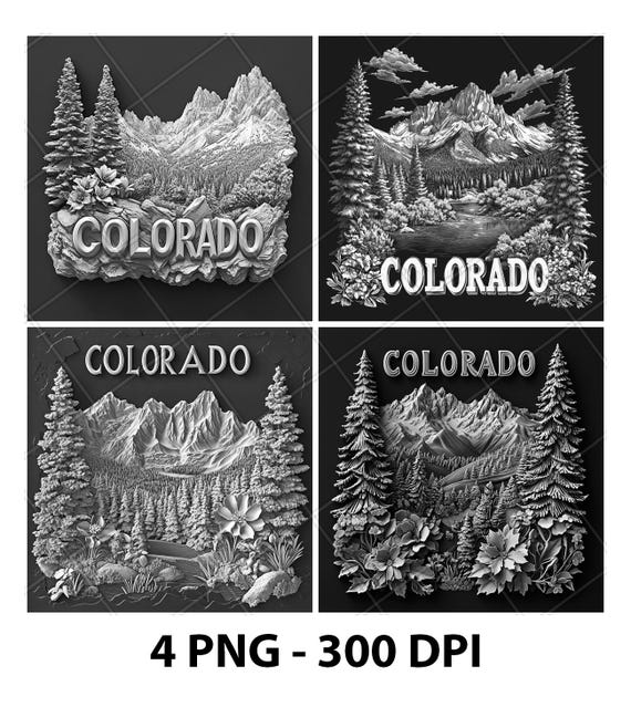 Colorado Rocky Mountains Blue Spruce Laser Engrave File PNG