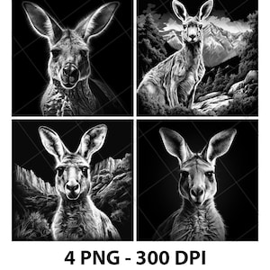 Fichier de gravure laser kangourou PNG Fichier laser kangourou Fichier ardoise kangourou Fichier sous-verres kangourou Fichier bois kangourou Fichier de gravure kangourou 3D 2D