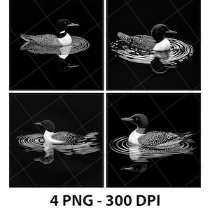Loon Bird Canada Lake Pond Laser Engrave File Loon Bird Laser PNG Loon Bird Slate Loon Coaster Loon Bird Wood Loon Engrave Loon 3D 2D Xtool