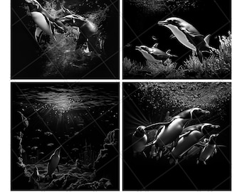 Penguin Ocean Laser Engrave File PNG Penguin Laser File Penguins Slate File Penguins Coaster File Penguins Wood File Penguins Engrave File