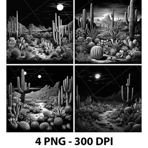 Cactus Wild Bushes Laser Engrave File PNG Cactus Laser File Cactus Slate File Cactus Coaster File Cactus Wood File Cactus Engrave File 3D 2D