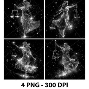 Libra Lady Scales Stars Night Sky Laser Engrave File PNG Libra Laser Libra Slate Libra Coaster Libra Wood Libra Engrave Libra 3D 2D Xtool