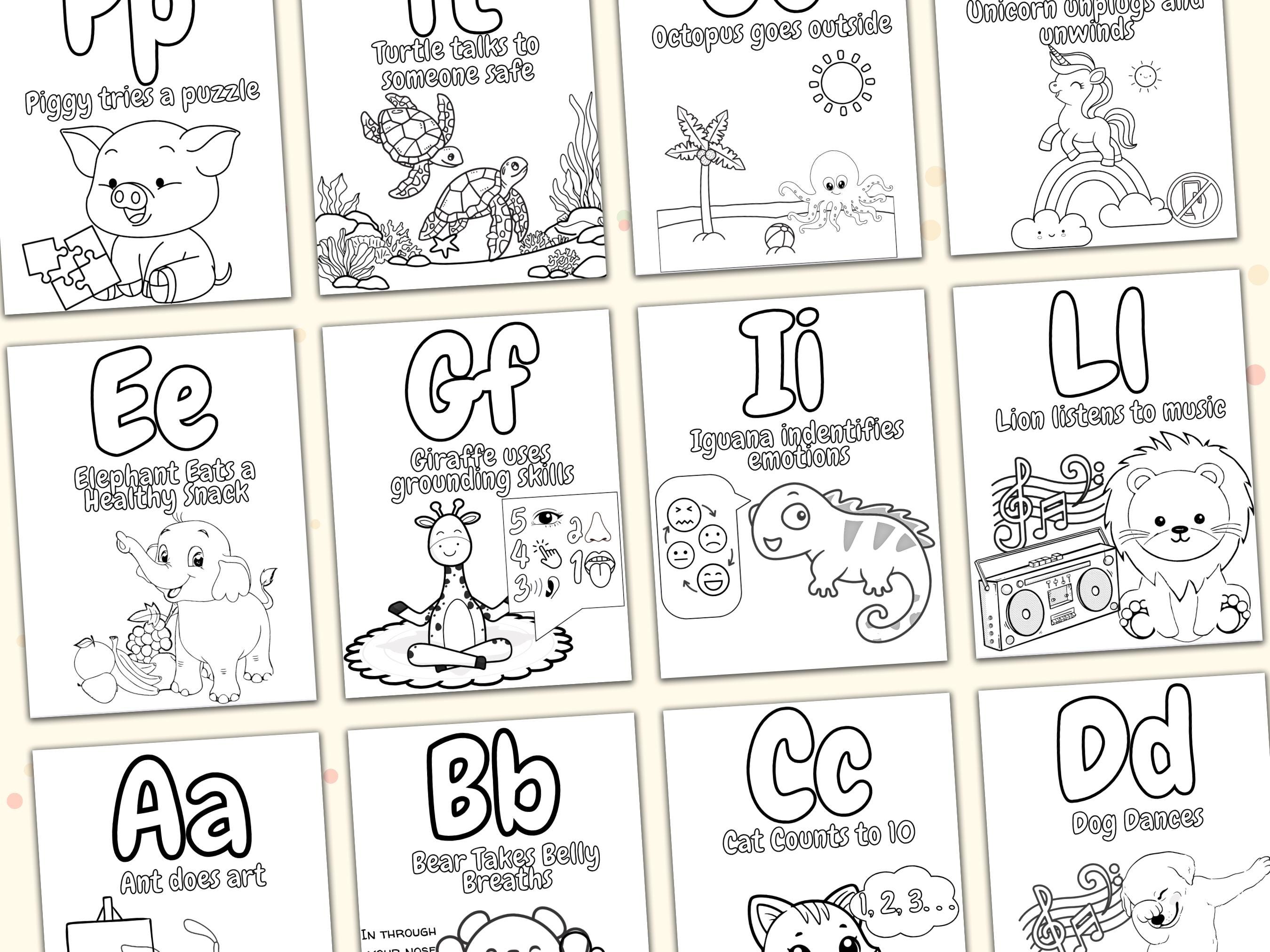 Printable Animal Coping Skills Alphabet Coloring Book - Self Care ...