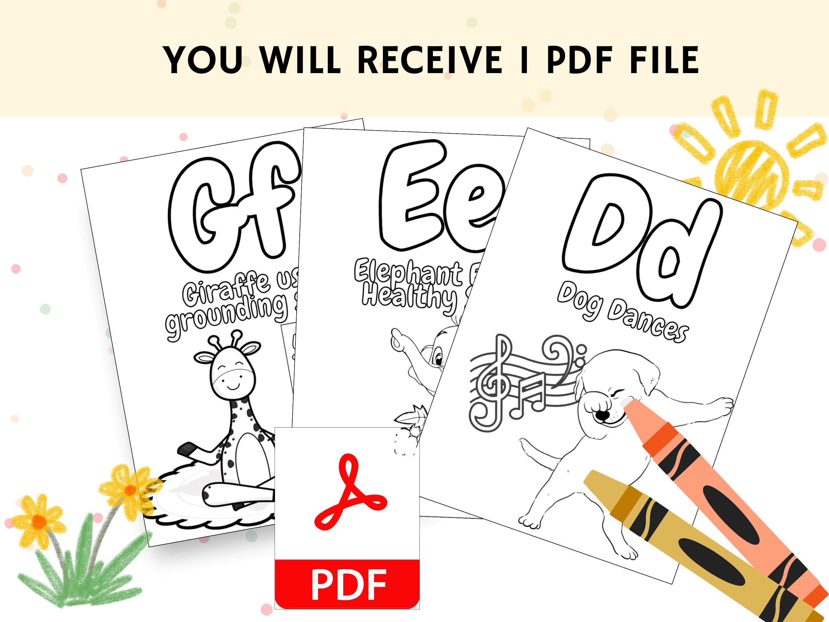 Printable Animal Coping Skills Alphabet Coloring Book - Self Care ...