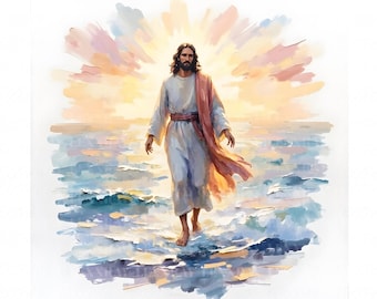 Jesus Christ Watercolor Clip Art, JPG, Christian Art , Junk Journal
