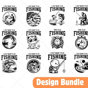 Lot de cliparts SVG pêche, SVG et PNG, lot de conception de pêche