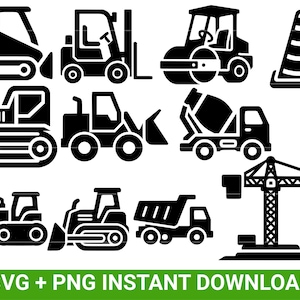 Paquete de svg de camión de construcción, paquete de svg de camiones de construcción, archivos de corte en capas, paquete de svg de excavadora, paquete de svg de excavadora