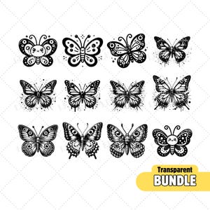 Clipart de borboleta | 12 PNG e SVG de borboleta | Clip Art de borboleta | Clipart de borboletas | SVG de borboleta | Pacote de borboletas