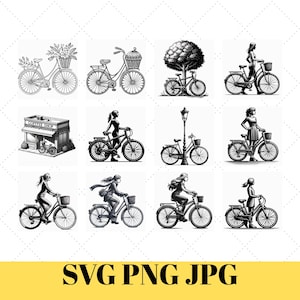 Fahrrad SVG Bundle, Fahrrad PNG, Fahrrad Clipart, digitaler Download, SVG-Schnittdateien, Handwerk Design, Fahrrad Digital Art