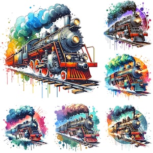 Züge Clip Art, PNG JPG Aquarell Zug, Zug-Design, Zug Clip Art, Dampfzug, Schnellzug
