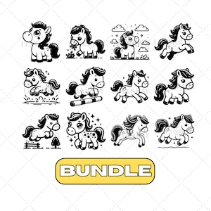 PFERD BUNDLE SVG, Pferd SVG, Pferd Clipart, Pferd Silhouette, Pferd Png, süßes Pferd Cut-Datei, Pferd Cut-Datei, Tier Design