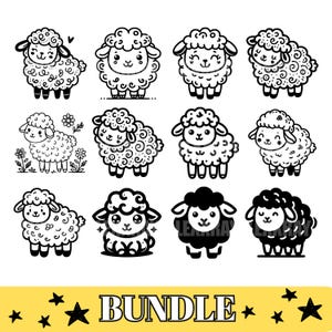 Lamb & Sheep Clip Art Bundle: Rustic SVG PNG Designs