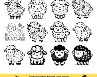 Clip-artbundel lam en schaap: rustieke SVG-png-ontwerpen