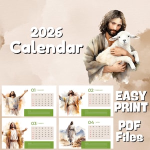 Jesus Calendar 2026 | Inspirational Religious Wall Art | Instant ...