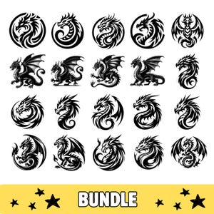 Dragon Clipart PNG: Fantasy Scrapbook Art (Digital Download, 20 Images, SVG & PNG Format)