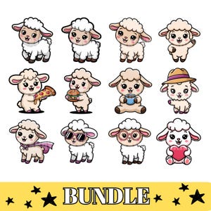 Lamb Clip Art, Sheep Clipart, Cute Lamb Clipart, Baby Lamb Illustration, Digital Lamb Art, Farm Animal Clipart