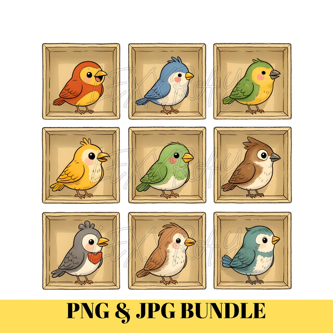 Watercolor Bird Clipart Bundle, Colorful Birds PNG JPG Set (commercial ...