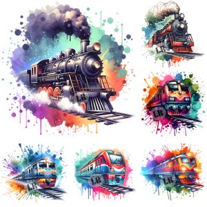 Züge Aquarell Clip Art, PNG JPG Aquarell Zug, Zug-Design, Zug Clip Art, Dampfzug, Schnellzug