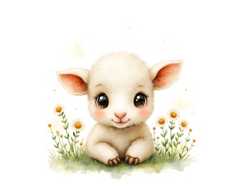 Watercolor Sheep Clipart JPG, Lamb Bundle, JPG Instant Download Paper Crafts Junk Journal Scrapbooking