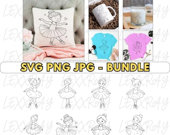 Watercolor Ballerina Clipart Bundle, SVG PNG JPG Digital Download