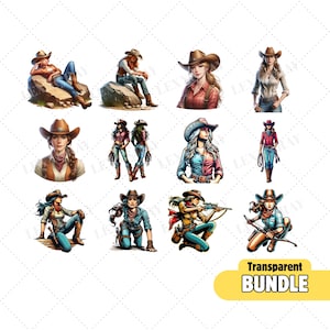 Cowgirl Clip Art Bundle: 12 PNG & JPG Designs (Digital Download)