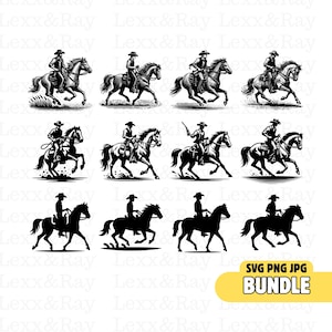 Cowboy Horse SVG Bundle: Silhouette Vector Files (Digital Download)