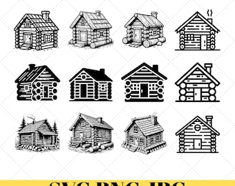 Blokhut Clipart Bundel | PNG SVG JPG | Transparante Achtergrond | Direct Downloaden