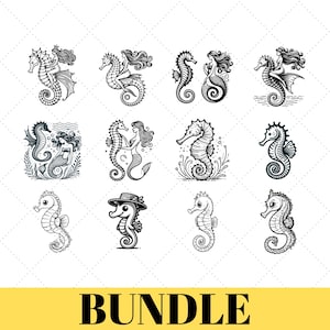 Seahorse SVG Clip Art Bundle | Seahorse & Mermaid Art | Pintable's | PNG and SVG