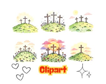 12 Aquarell Kreuze Clipart Bundle, Christliche Kreuze (Instant Download)
