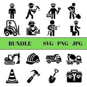 Illustraties bouw, Png SVG PNG bundel bouw mensen, vrachtwagens bundel, gesneden bestanden cricut graafmachine svg bundel graafmachine werknemer bundel