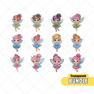 Fairy Clipart: 12 Whimsical Designs (PNG JPG)