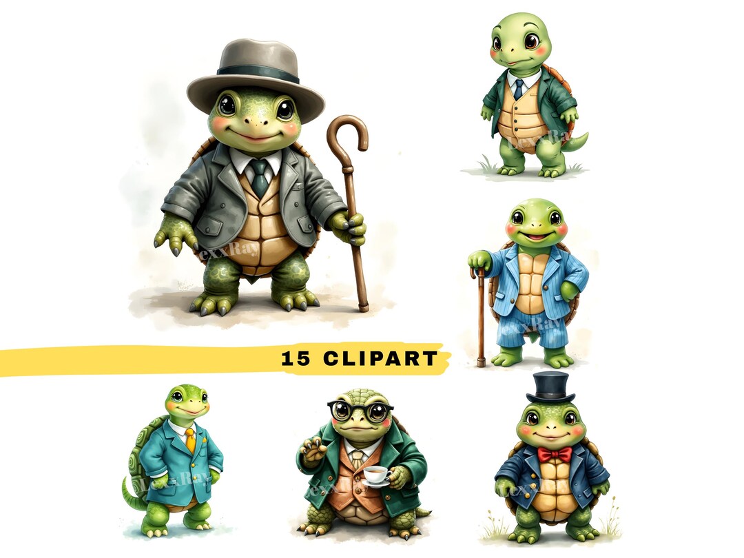 Turtle Clipart Set | Dapper Animals in Suits (JPG Digital Download ...