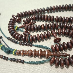 Tamarind Wood Tasbih with Copper Crown - 16mm Big Beads Tijani Subhah, Handmade Islamic Prayer Beads