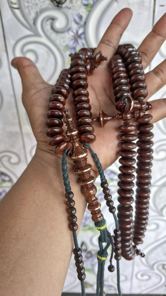 Tamarind Wooden Tasbih Copper Crown or 16mm Tamrinwood Subhah
