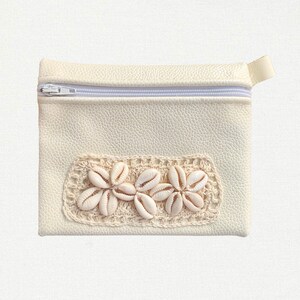 SEASHELL MONEDERO - Reißverschluss Münzbeutel Minitasche kleine Geldbörse Mehrzwecktasche niedlich kokett mexikanisches ästhetisches Geschenk aus echtem Leder